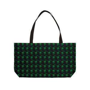 Leaflove Weekender Tote Bag - Leaflove Logo -Green Heart and Cannabis Leaf